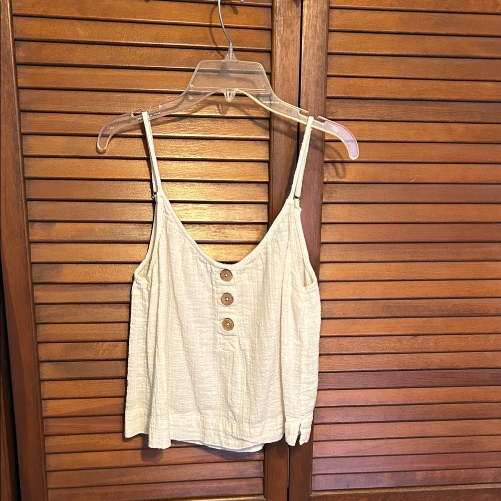 Rip Curl Cream Button-Detail Camisole